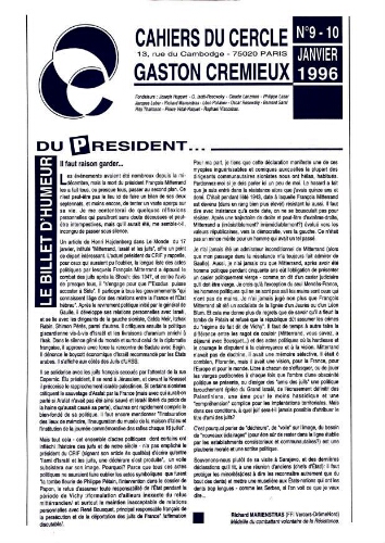 Cahiers du cercle Gaston Crémieux N°9-10 Janvier 1996